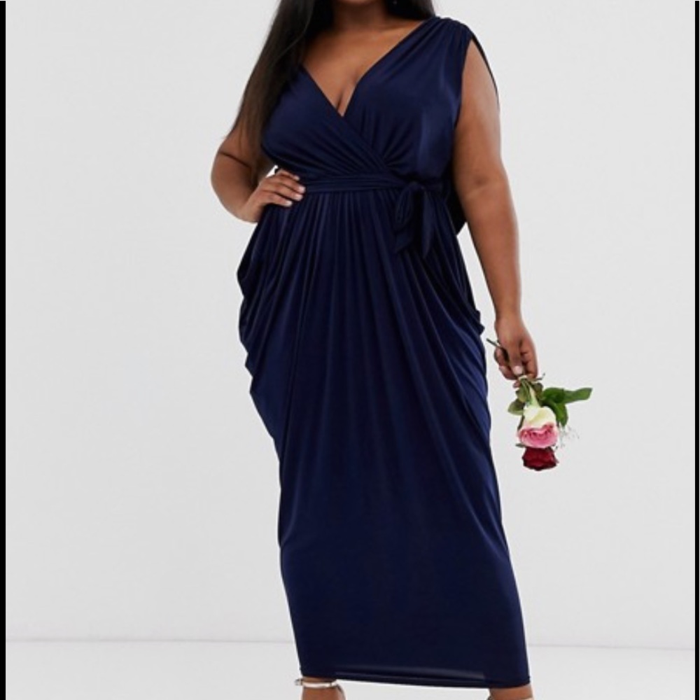 V Neck Ruched Maxi Dress